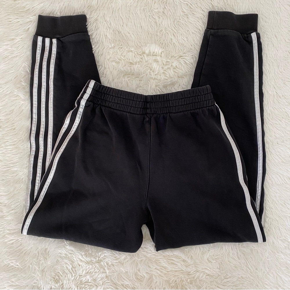 Retro Adidas 3 stripe sweatpants / joggers - black & white stripes - Picture 4 of 14